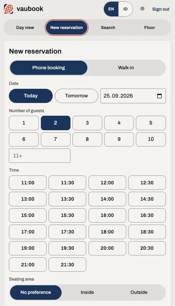 vaubook: Service per Fingertipp